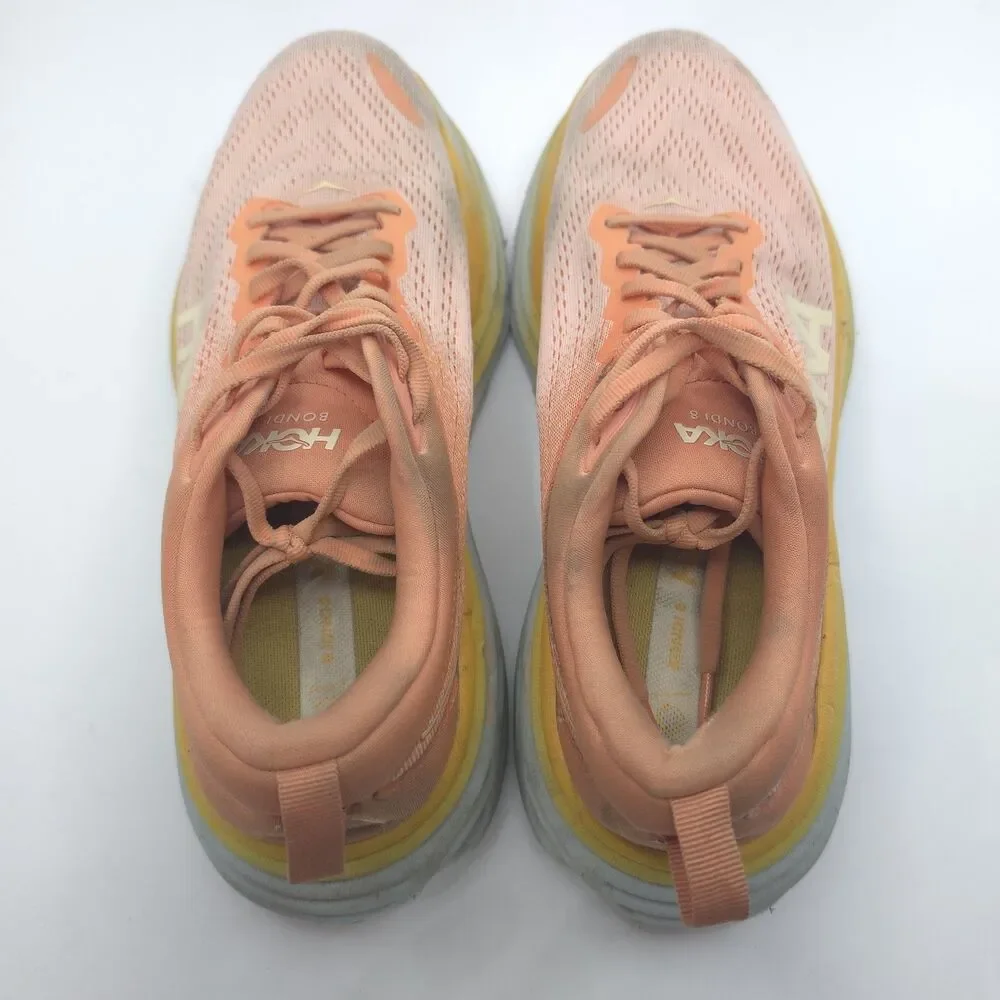 Hoka Bondi 8 Running Shoes Athletic Women 8.5B Coral Peach Parfait 1127952 SCPP